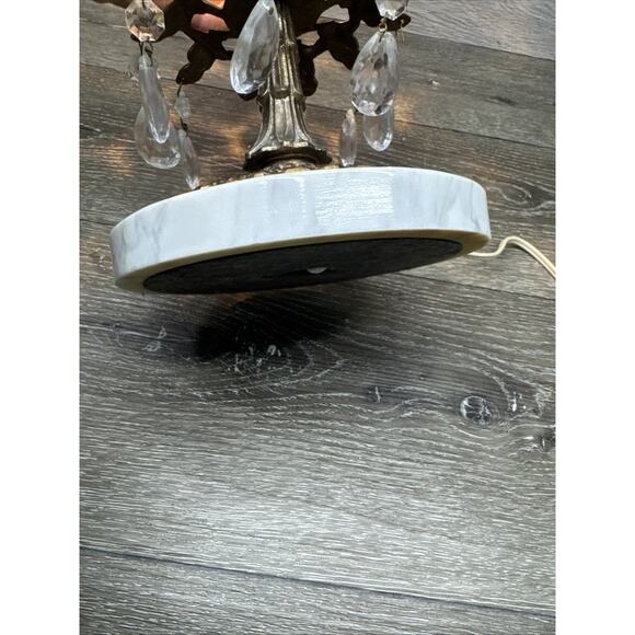 Vintage Borske Sklo Czech Glass Table Lamp with Brass Marble Base 14.5” Tall - Picture 10 of 13